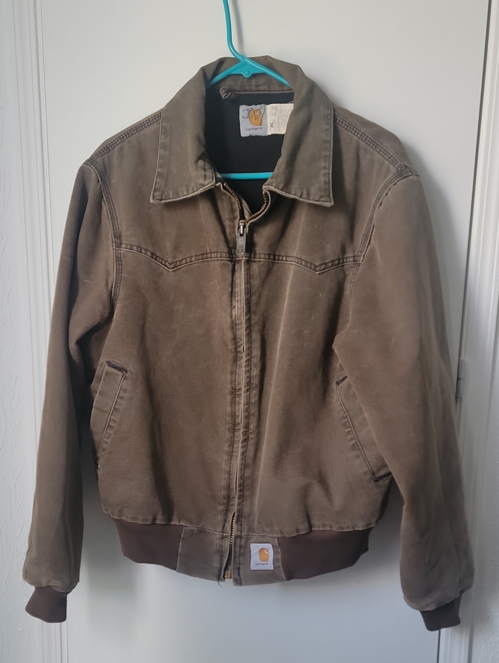 Vintage Carhartt JQ2082 Quilted Flannel-Lined Santa Fe Bomber Jacket Size Medium
